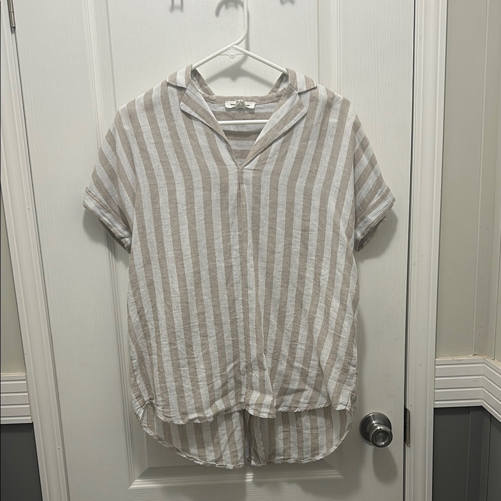 Striped Short Sleeve Collared Shirt